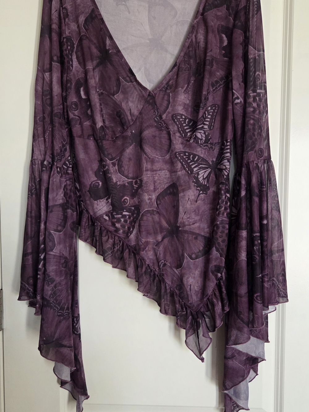 Purple Sheer Butterfly Wrap Top
